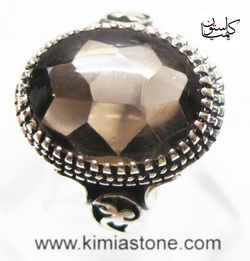 انگشتر نقره کوارتز دودی اسموکی کوارتز انگشتر باف کات کوارتز Smoky Quartz