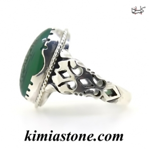 انگشتر نقره عقیق سبز حکاکی \